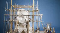 Modèle : travaux d'agrandissement du modèle primitif de la tête, en plâtre, de la Statue de la Liberté, 1878 Frédéric Auguste Bartholdi, 1834-1904, sculpteur français Ateliers Gaget, Gauthier et Cie, Paris Maquette / Scène de travail / Ouvrier / Chantier