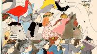 une_agnes-rosenstiehl-alphabet-fou-bnf Planche d'Agnès Rosenstiehl, foule d'enfants et d'animaux, exposition BnF
