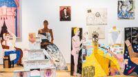 Lubaina Himid, A Fashionable Marriage, 1986 (détail), vue de l'exposition So Many Dreams, Musée cantonal des Beaux-Arts de Lausanne, 2022 Exposition Lubaina Himid, A Fashionable Marriage, musée d'Art moderne de Paris