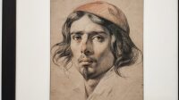 Exposition Mes chers amis à la Fondation Custodia - jeune homme au bonnet rouge Portrait dessiné d'un jeune homme aux cheveux longs coiffé d'un bonnet rouge, présenté dans l'exposition Mes chers amis à la Fondation Custodia