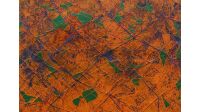 Pietrantonio Paolino d'Errico, Rivage et Bacchanale, 1986-1988, huile, sable et filet sur toile, 70 x 70 cm Exposition Abst/rets de Pietrantonio, Galerie Faidherbe