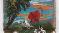 Gérard Garouste, La vache rousse et les myrthes, 2026, gouache sur papier