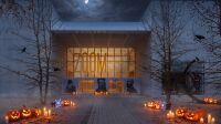Musée illuminé de citrouilles le soir d’Halloween
