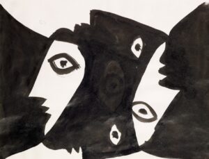 Pablo Picasso, Visage à deux profils, 1959, exposition All Eyes on You à la galerie Hélène Bailly Marcilhac