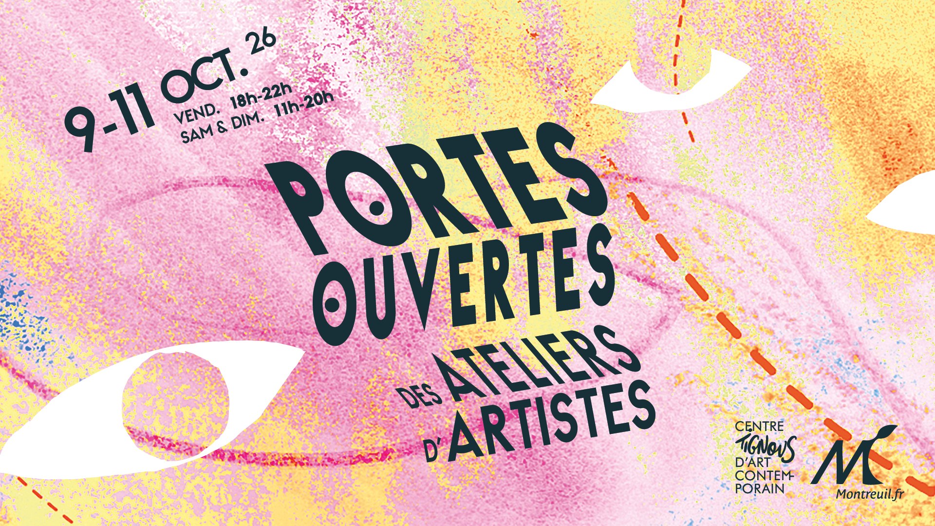 Affiche des Portes ouvertes des ateliers d'artistes de Montreuil, du 9 au 11 octobre 2026