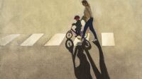 Alain Pontecorvo, Traversée protégée, 60 x 60 cm Exposition Du figuratif à l'abstrait à la Galerie de l'Europe, Paris